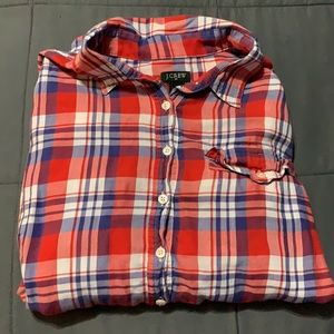 J.Crew plaid long sleeve button popover shirt